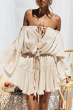 Sexy Simplicity Solid Draw String Frenulum Off the Shoulder Loose Rompers