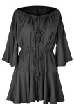 Sexy Simplicity Solid Draw String Frenulum Off the Shoulder Loose Rompers