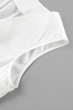 Casual Solid Pocket V Neck Sleeveless Two Pieces