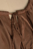 Sexy Simplicity Solid Draw String Frenulum Off the Shoulder Loose Rompers