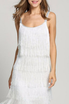Sexy Party Solid Tassel U Neck Sling Dress Dresses