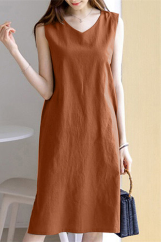 Casual Simplicity Solid Vest Dress Dresses