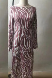 Casual Animal Print Printing Off the Shoulder Printed Dress Dresses