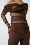 Sexy Solid Hollowed Out See-through Off the Shoulder Tops