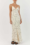 Sexy Street Geometric Print Patchwork V Neck Sling Dress Dresses
