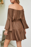 Sexy Simplicity Solid Draw String Frenulum Off the Shoulder Loose Rompers