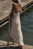 Sexy Street Geometric Print Patchwork V Neck Sling Dress Dresses