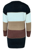 Casual Color Block Contrast O Neck A Line Dresses