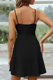 Sexy Solid Fold U Neck A Line Dresses