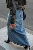 Street Elegant Solid Make Old Slit Without Belt Regular High Waist Type A Solid Color Bottoms