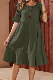 Casual Solid Fold O Neck A Line Dresses