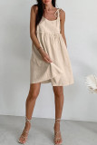 Casual Solid Frenulum Buttons U Neck A Line Dresses