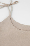 Casual Solid Frenulum Buttons U Neck A Line Dresses
