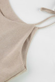 Casual Solid Frenulum Buttons U Neck A Line Dresses