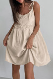 Casual Solid Frenulum Buttons U Neck A Line Dresses