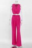 Casual Solid Buttons V Neck Sleeveless Two Pieces