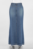 Street Elegant Solid Make Old Slit Without Belt Regular High Waist Type A Solid Color Bottoms