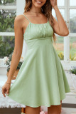 Sexy Solid Fold U Neck A Line Dresses