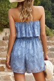 Casual Simplicity Solid Patchwork Strapless Loose Rompers
