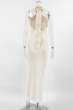 Elegant Simplicity Solid Backless Halter Trumpet Mermaid Dresses