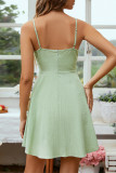 Sexy Solid Fold U Neck A Line Dresses