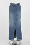 Street Elegant Solid Make Old Slit Without Belt Regular High Waist Type A Solid Color Bottoms