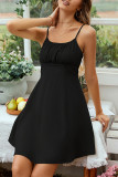 Sexy Solid Fold U Neck A Line Dresses