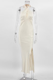 Elegant Simplicity Solid Backless Halter Trumpet Mermaid Dresses