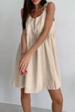 Casual Solid Frenulum Buttons U Neck A Line Dresses