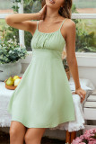 Sexy Solid Fold U Neck A Line Dresses