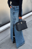 Street Elegant Solid Make Old Slit Without Belt Regular High Waist Type A Solid Color Bottoms