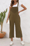 Casual Solid Patchwork Square Collar Loose Jumpsuits