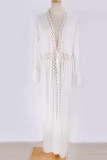 Sexy Vacation Solid Hollowed Out Swimwears Cover Up