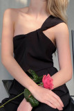 Elegant Solid Patchwork Oblique Collar Tops