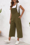 Casual Solid Patchwork Square Collar Loose Jumpsuits