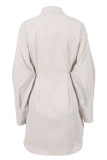 Casual Elegant Solid Patchwork Turndown Collar Shirt Dress Dresses