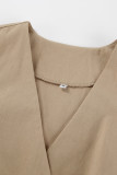 Work British Style Solid Buttons V Neck Sleeveless Two Pieces
