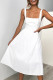 Sexy Simplicity Solid Backless Square Collar A Line Dresses