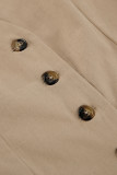 Work British Style Solid Buttons V Neck Sleeveless Two Pieces