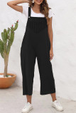 Casual Solid Patchwork Square Collar Loose Jumpsuits
