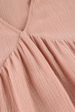 Casual Living Solid Pocket V Neck Long Sleeve Dresses