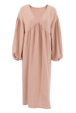 Casual Living Solid Pocket V Neck Long Sleeve Dresses