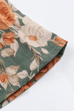 Elegant Floral Frenulum Halter Pleated Dresses