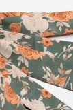 Elegant Floral Frenulum Halter Pleated Dresses