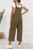 Casual Solid Patchwork Square Collar Loose Jumpsuits