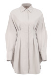 Casual Elegant Solid Patchwork Turndown Collar Shirt Dress Dresses