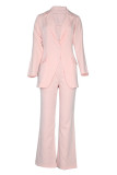 Work Elegant Solid Solid Color Turn-back Collar Long Sleeve Two Pieces