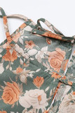 Elegant Floral Frenulum Halter Pleated Dresses
