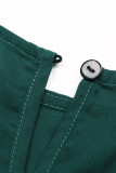 Elegant Solid Frenulum Fold O Neck Pleated Dresses