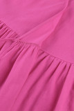 Sexy Simplicity Solid Frenulum V Neck Waist Skirt Dresses
